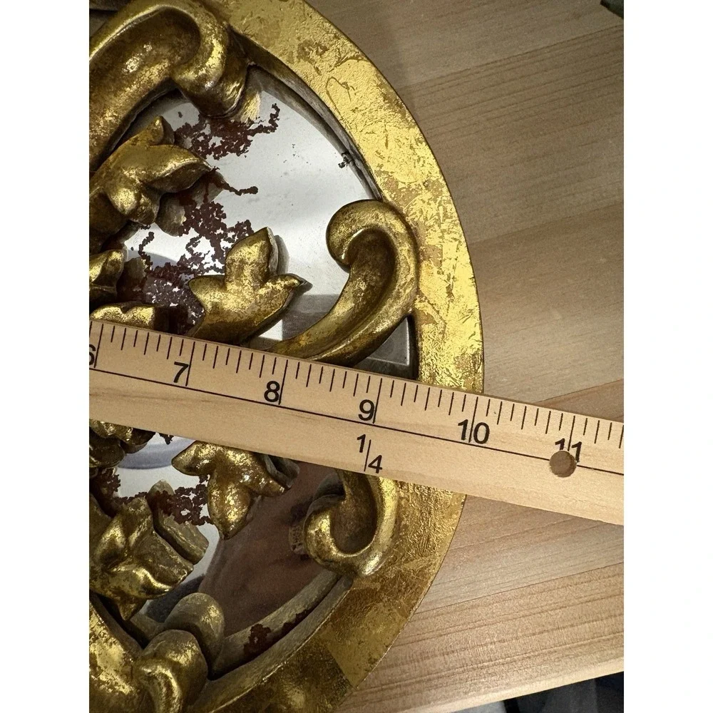 Vintage Gold Tone Medallion Round Mirror Wall Art‎ Hollywood Regency Ornate 10